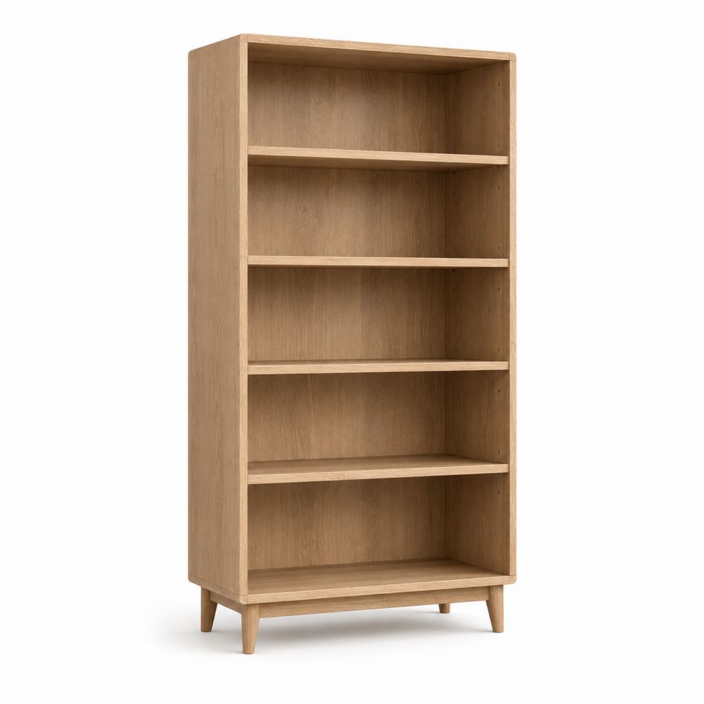 Bücherregal Standregal Eiche natur MDF mit Eichenfurnier rechteckig 80 x 35 x 180 cm