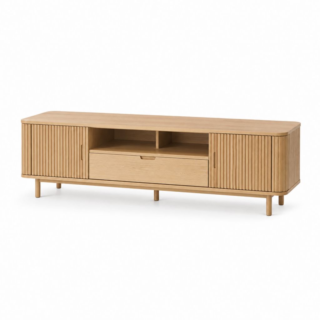 TV-Lowboard Natur Eiche MDF rechteckig 180 x 40 x 60 cm