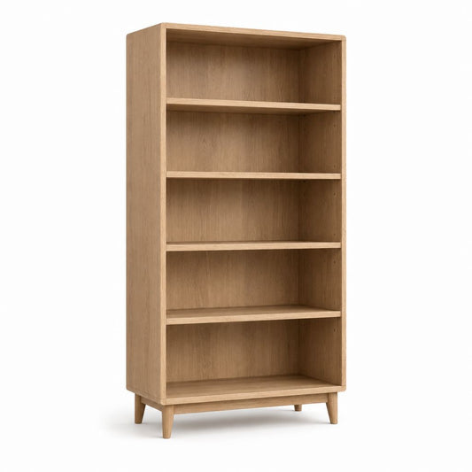 Bücherregal Standregal Eiche natur MDF mit Eichenfurnier rechteckig 80 x 35 x 180 cm