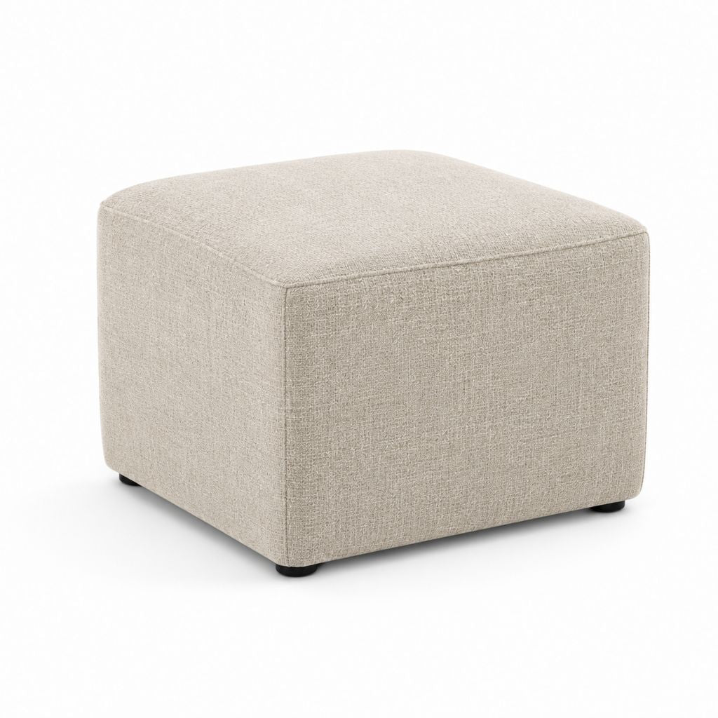 Fußhocker Beige mit Polyesterbezug quadratisch 60 x 60 x 42 cm