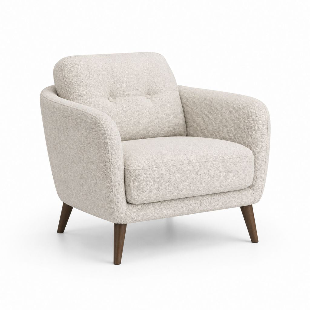 Cocktailsessel Beige mit Polyester-Bouclébezug und Massivholzbeinen 78 x 82 x 76 cm