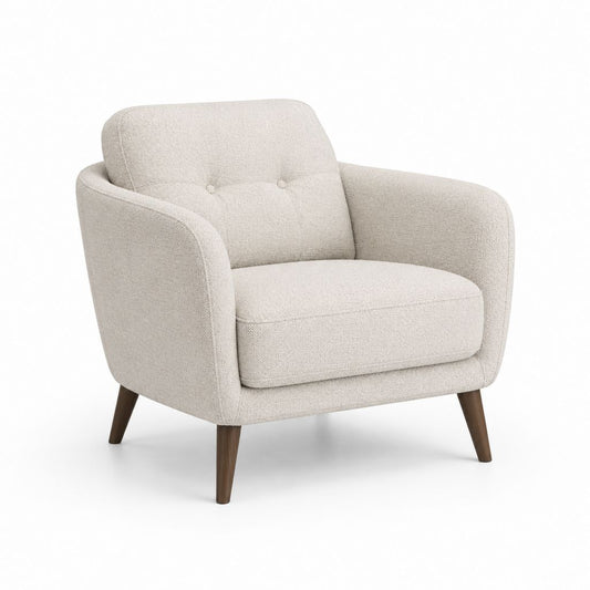 Cocktailsessel Beige mit Polyester-Bouclébezug und Massivholzbeinen 78 x 82 x 76 cm