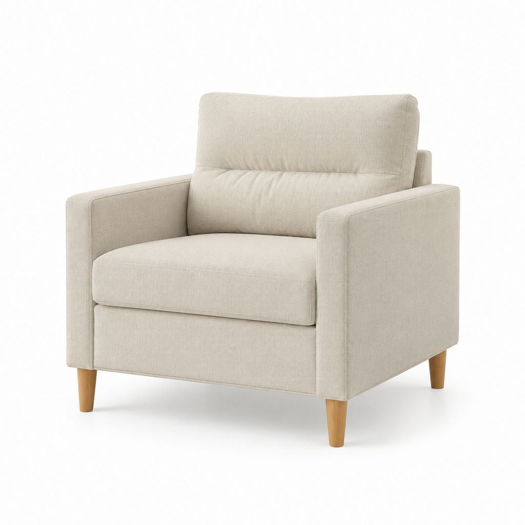 Sessel Beige mit Polyesterbezug und Massivholzfüßen 86 x 85 x 91 cm