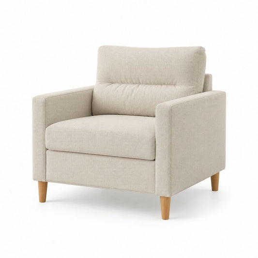 Sessel Beige mit Polyesterbezug und Massivholzfüßen 86 x 85 x 91 cm