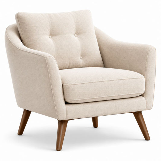 Beiger Polstersessel mit Polyesterbezug und Massivholzbeinen 78 x 82 x 84 cm