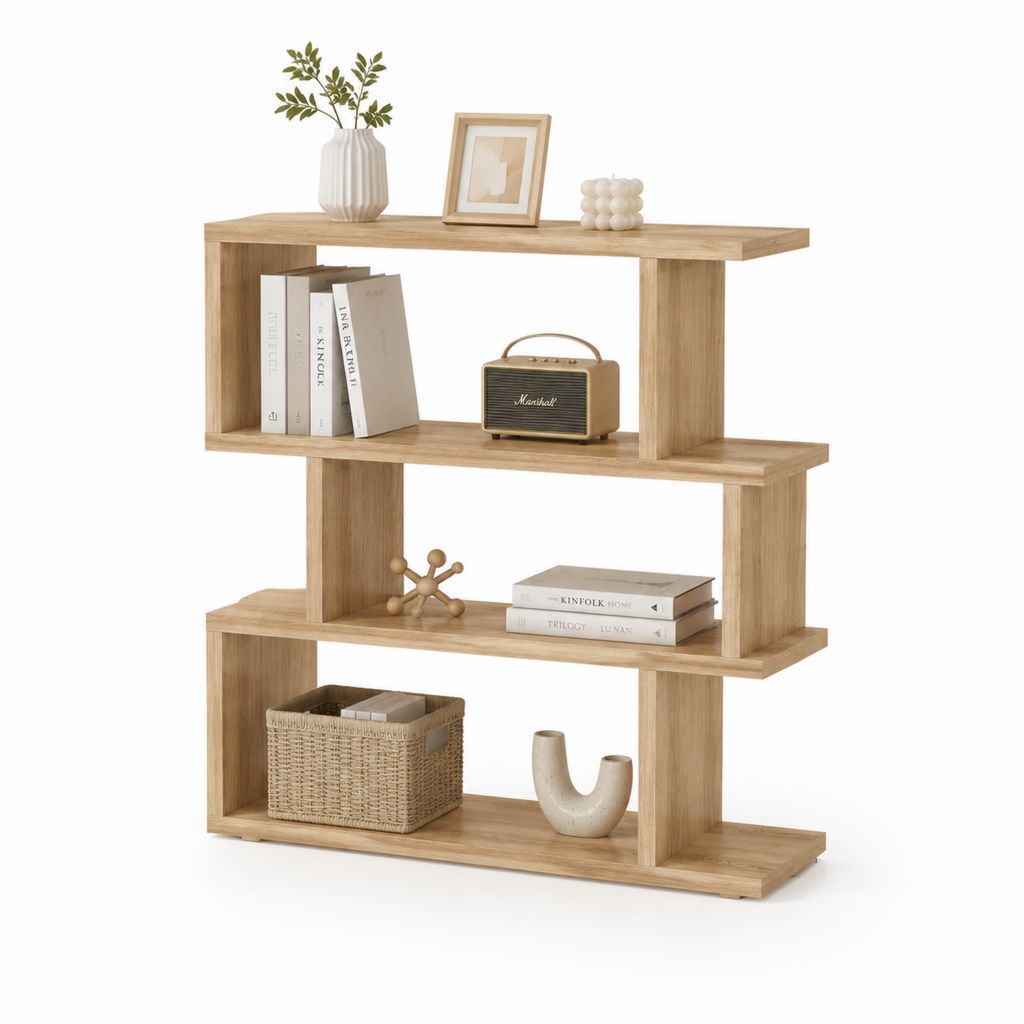 Bücherregal Raumteiler in Eiche-Optik aus Spanplatte 120 x 30 x 120 cm