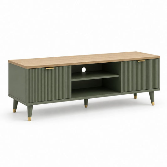 TV Lowboard Grün mit Eichenoptik aus MDF und Spanplatte rechteckig 160 x 40 x 55 cm