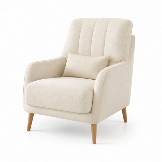 Polstersessel Creme Polyester mit Kissen und Massivholzbeinen 101 x 78 x 86 cm